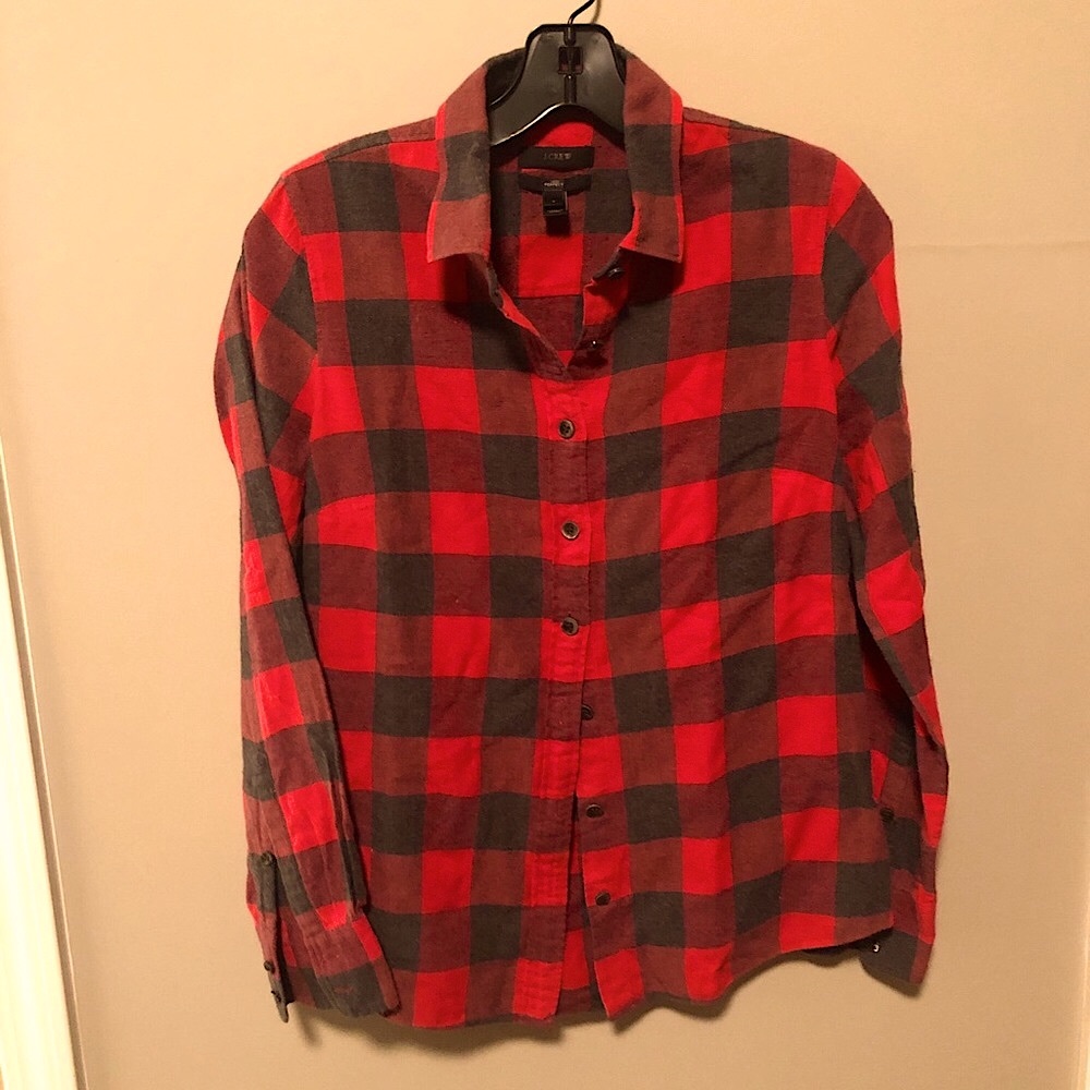 J Crew “Perfect” Buffalo Check Button-Up - image 1